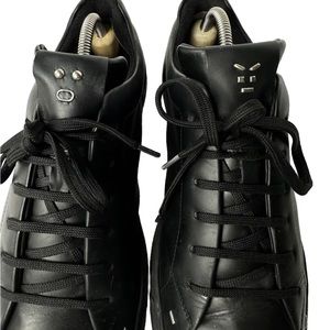 ⛔️SOLD Fendi Black Leather Sneakers Men Faces Motif Size 9 US, 8 UK/IT, 42 EU